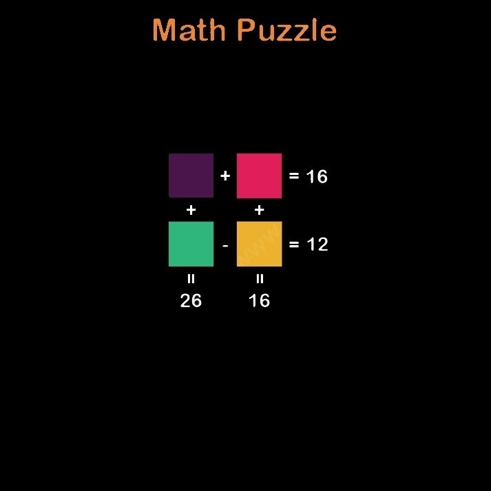مقدار عددی هر رنگ را در این معمای ریاضی مشخص کنید