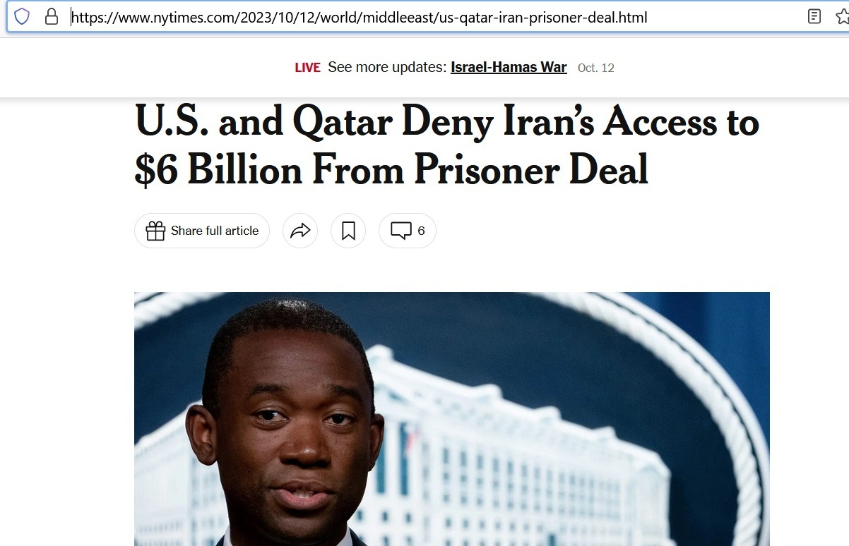 نیویورک تایمز: توافق امریکا و قطر برای قطع دسترسی ایران به ۶ میلیارد دلار / تهران تکذیب کرد