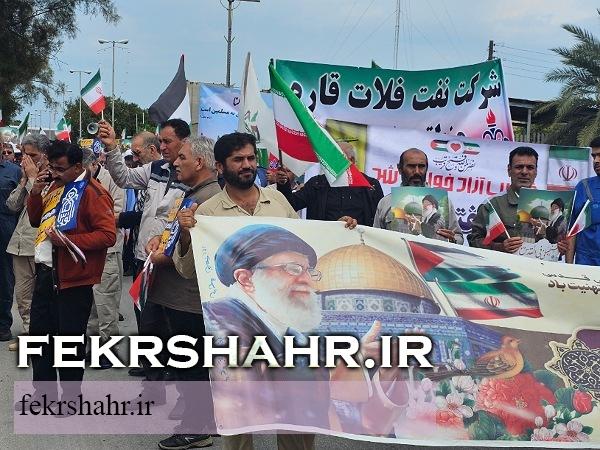 مردم جزیره خارگ فریاد مرگ بر اسرائیل و مرگ بر آمریکا سر دادند