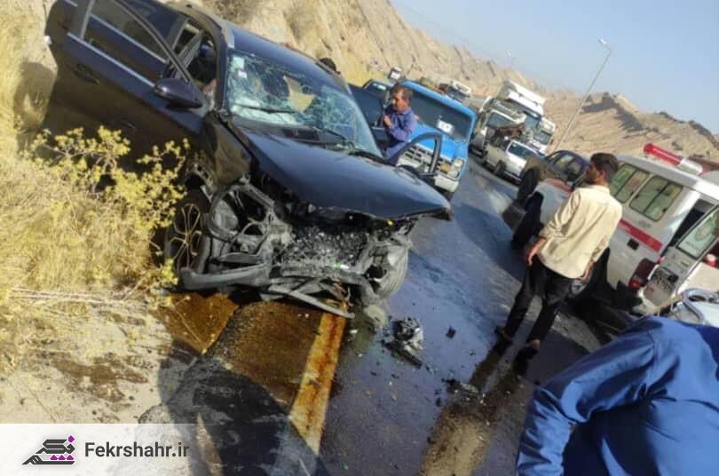 تصادف شاخ به شاخ امروز در دشتستان با ۳ فوتی و ۳ مصدوم + تصاویر