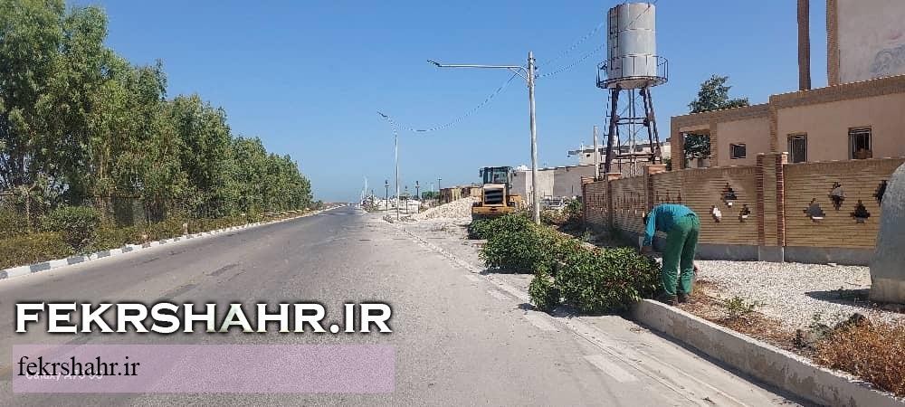 فکرشهر: عملیات هرس، فرم دهی درختان، اصلاح چمن وجین وپاکسازی فضای سبز سطح شهرخارگ اجرا شد