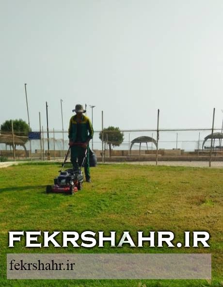 رسیدگی به فضای سبز شهری در گرم‌ترین فصل سال با هدف حفظ طراوت فضای سبزشهری در جزیره خارگ +تصاویر