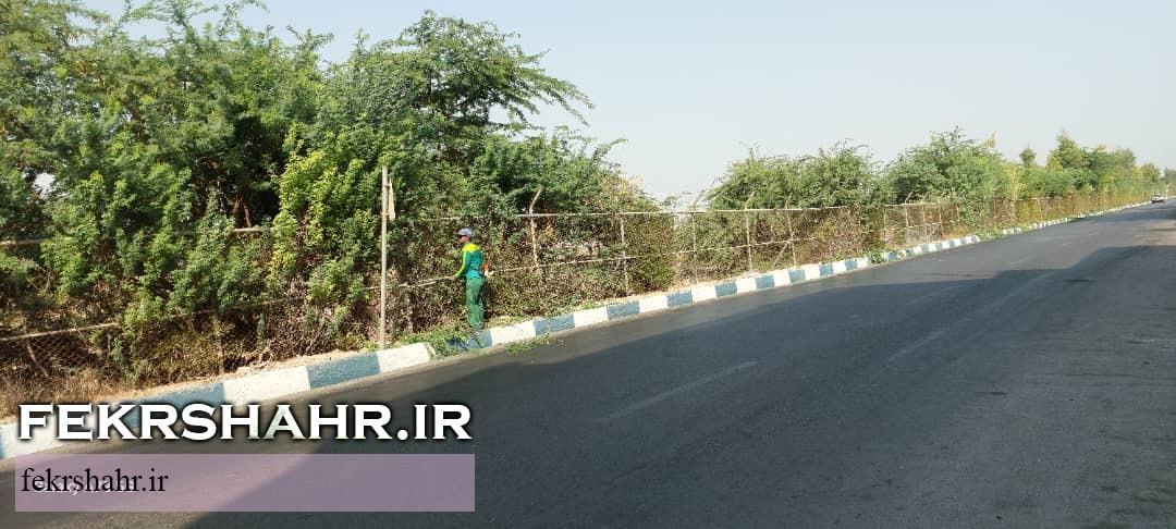 رسیدگی به فضای سبز شهری در گرم‌ترین فصل سال با هدف حفظ طراوت فضای سبزشهری در جزیره خارگ +تصاویر