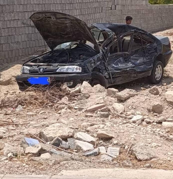 برخورد کامیون و خودروی سواری در دشتستان + عکس