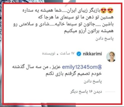 نیکی کریمی بازیگری در ایران را کنار گذاشت؟