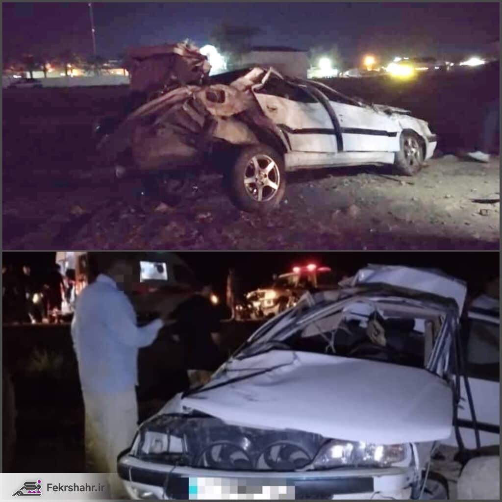 واژگونی مرگبار پژو پارس در بزرگراه برازجان به بوشهر + عکس