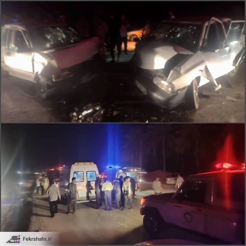 تصادف رخ به رخ در دشتستان با ۵ مصدوم + عکس