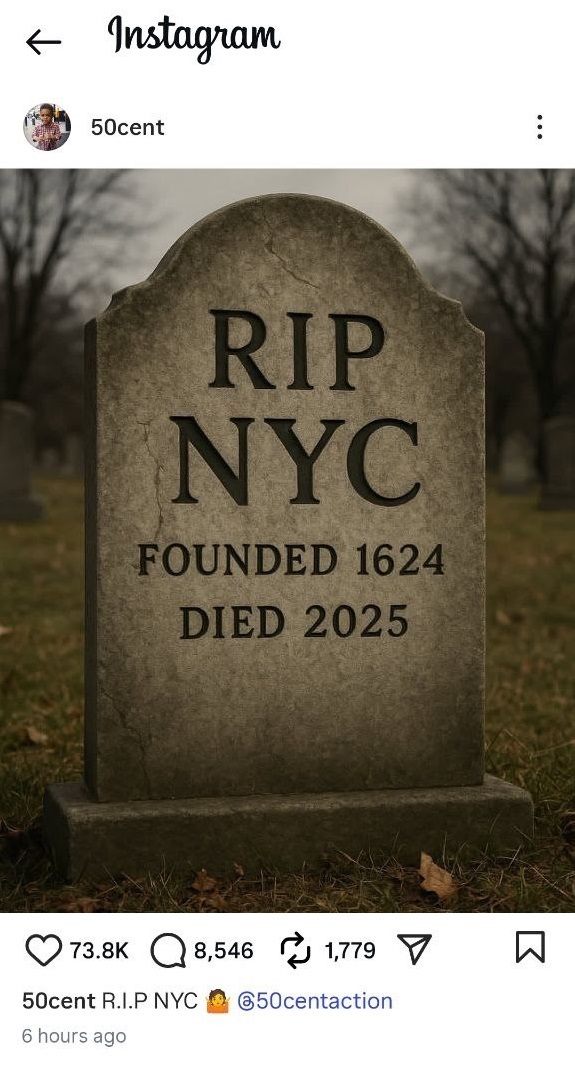 عکس/ کنایه سنگین ۵۰ سنت به شهردار منتخب نیویورک عکس/ کنایه سنگین ۵۰ سنت به شهردار منتخب نیویورک